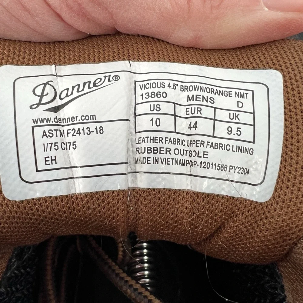 Danner Vicious 4.5 Brown Comp Toe Work Boots 13860 Mens 10 D EH GORE-TEX
